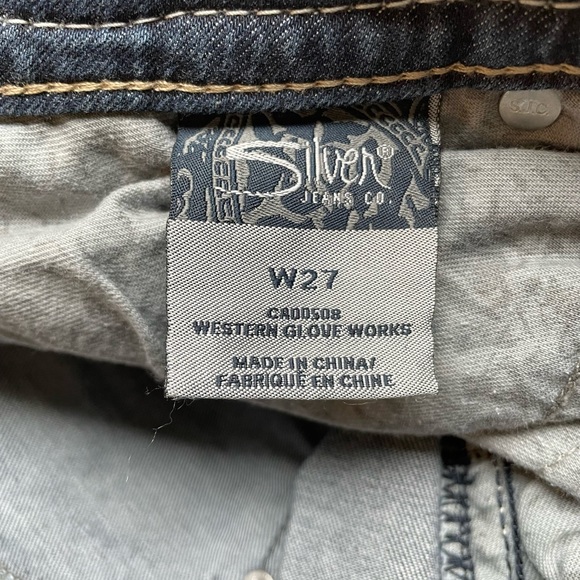 Blue distressed Silver western glove jeans size W27, capri length - Picture 5 of 6